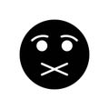 Black solid icon for Quiet, shush and calm