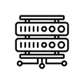 Black line icon for Rackmount Server, datacenter and website