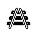 Black solid icon for Railroad, railway and subway