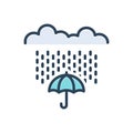 Color illustration icon for Rain, rainfall and cloud