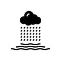 Black solid icon for Rainy, cloud and season Royalty Free Stock Photo