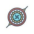 Color illustration icon for Rakshabandhan, rakhi and asupicious