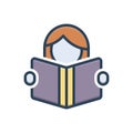 Color illustration icon for Reading, studying and recitation