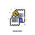 Icon of receipt with percent sign which symbolizes reward points or retail customer loyalty program for money-saving shopping Royalty Free Stock Photo