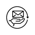 Black line icon for Receivers, message and mail