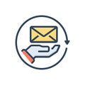 Color illustration icon for Receivers, message and mail