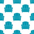 Recliner with armrests, seamless pattern. Vector illustration.