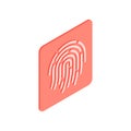 Icon of red fingerprint for biometric authorization