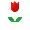 Icon of red tulip bud with leaves Royalty Free Stock Photo