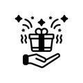 Black solid icon for Refers, gift box and present Royalty Free Stock Photo