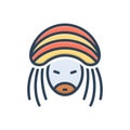 Color illustration icon for Reggae, rastafarian and people