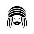 Black solid icon for Reggae, rastafarian and art