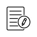 Black line icon for Registration, registry and agreement