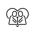Black line icon for Relationships, connection and relation