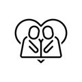 Black line icon for Relationships, connection and relation Royalty Free Stock Photo