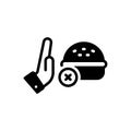 Black solid icon for Remembered, burger and cross