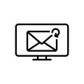 Black line icon for Replied, answer and email Royalty Free Stock Photo