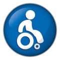 Icon representing button, pictogram deficient physical chairwoman