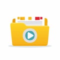 Multimedia Folder with Play Button Icon Royalty Free Stock Photo