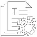 Icon representing document automation, digital text processing