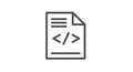 Icon representing a document with code. It features a sheet of paper with a folde