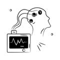 An icon representing electroencephalography (EEG) used to measure brain electrical activity. Royalty Free Stock Photo