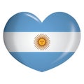 Icon representing a heart with the flag of Argentina Royalty Free Stock Photo