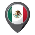 Icon representing location pin with the flag of Mexico. Ideal for catalogs of institutional Royalty Free Stock Photo