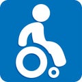 Icon representing square button, pictogram deficient physical chairwoman