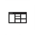 Icon representing a web page layout. Features a rectangular shape with a grid of Royalty Free Stock Photo
