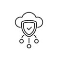 This icon represents data analysis and cloud security with elements of protection and technology Royalty Free Stock Photo