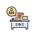 Color illustration icon for Require, desk and hired