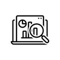 Black line icon for Research, data and explore Royalty Free Stock Photo