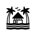 Black solid icon for Resorts, holiday and destination Royalty Free Stock Photo