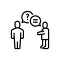Black line icon for Responding, response and discussion