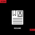 Icon resume curriculum vitae. Glyph, flat or filled vector icon symbol sign collection