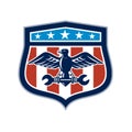 American Eagle Mechanic USA Flag Crest Royalty Free Stock Photo