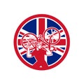 British Bike Mechanic Union Jack Flag Mascot Royalty Free Stock Photo