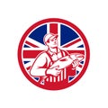 British Fishmonger Union Jack Flag Mascot Royalty Free Stock Photo