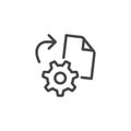 Icon on Reverse Engineering, Reverse Development. Process of Restoring Sources From the Final Product. Such Line Sign as