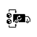 Black solid icon for Reverse Logistics, shipping and delivery