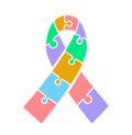 Icon ribbon on Autism awareness day. Royalty Free Stock Photo