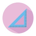 Icon of a right triangle ruler in flat style. Vector illustration