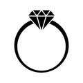 Icon of ring with diamond or other gem. Engagement or marriage ring, expensive jewelry. Vector Illustration Royalty Free Stock Photo
