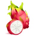 Icon of Ripe exotic dragonfruit with slice Royalty Free Stock Photo