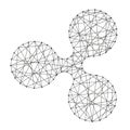 Icon Ripple cryptocurrency from polygonal mosaic lines network, Royalty Free Stock Photo