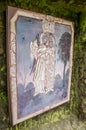 The icon in the rock in the cave monastery in the Carpathian foothills Rozhirche