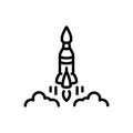 Black line icon for Rocket, startup and travel Royalty Free Stock Photo