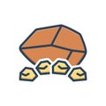 Color illustration icon for Rocks, cliff and gravel