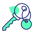 An icon of room key, keyring attached to key editable vector Royalty Free Stock Photo